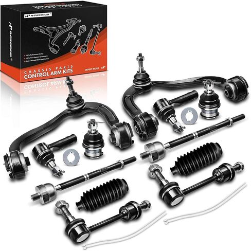 مجموعة A-Premium مكونة من 12 قطعة، ذراع التحكم العلوي الأمامي Sway Bar Link وصلة كروية سفلية داخلية ونهاية قضيب ربط خارجي، متوافق مع Ford F-150 F150 2004-2005، الدفع الرباعي فقط in Saudi Arabia