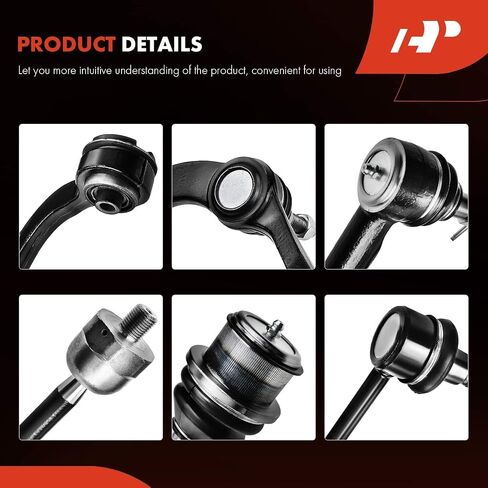 مجموعة A-Premium مكونة من 12 قطعة، ذراع التحكم العلوي الأمامي Sway Bar Link وصلة كروية سفلية داخلية ونهاية قضيب ربط خارجي، متوافق مع Ford F-150 F150 2004-2005، الدفع الرباعي فقط in Saudi Arabia