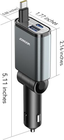 [2025 Ultra-Slim, 70% Less Space] Car Charger for iPhone 16 Pro Fast Charging, Retractable Car Charger USB C 57W Type C Car Adapter for iPhone16 15 Pro Max, Travel Essentials Gifts for Women Men in Kuwait