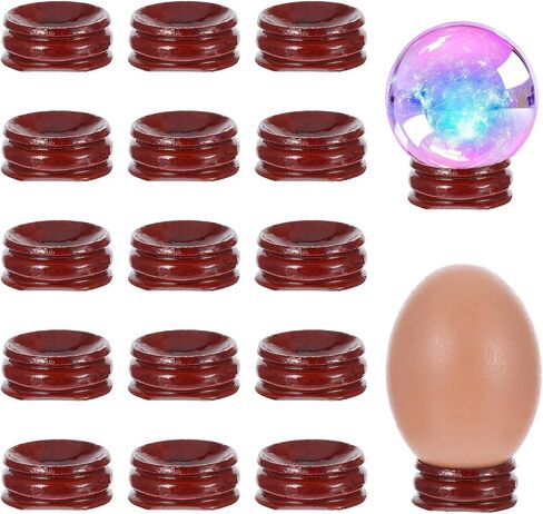 Lusofie 15 Pcs Crystal Holder for Stones Wooden Sphere Stand Crystal Display Stand Decorative Egg Holder for Displaying Ball Eggs Stone Decor Pedestals(1.18 Inch) in Saudi Arabia