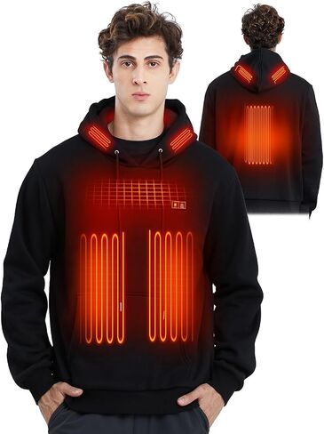 Heated Hoodie for Women Men with Rechargeable Battery Pack 7.4V 12000mAh, Unisex Pullover Heated Sweatshirt in Saudi Arabia