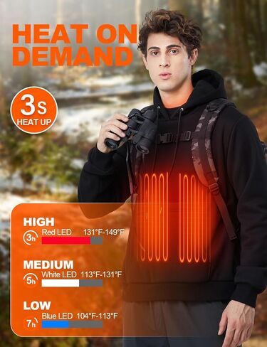 Heated Hoodie for Women Men with Rechargeable Battery Pack 7.4V 12000mAh, Unisex Pullover Heated Sweatshirt in Saudi Arabia