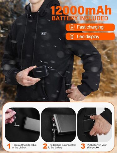 Heated Hoodie for Women Men with Rechargeable Battery Pack 7.4V 12000mAh, Unisex Pullover Heated Sweatshirt in Saudi Arabia
