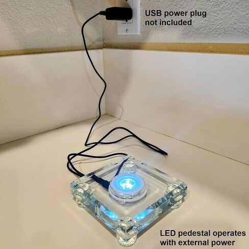 Rechargeable 4"x4" Crystal LED Light Base with Fixed White Light for 3D Acrylic or Crystal Ornament, Glass Art and Figurine Display; Art pedestal with Illumination. in Saudi Arabia