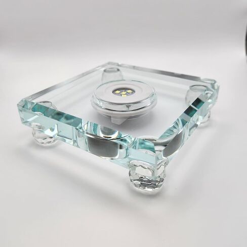 Rechargeable 4"x4" Crystal LED Light Base with Fixed White Light for 3D Acrylic or Crystal Ornament, Glass Art and Figurine Display; Art pedestal with Illumination. in Saudi Arabia