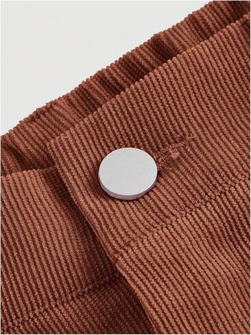 Floerns Women's Corduroy Elastic High Waisted Baggy Pants Straight Leg Work Trousers in Saudi Arabia