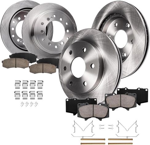 محور ديترويت - طقم فرامل لسيارة Toyota 2003-2009 4Runner، 2007-2009 FJ Cruiser، استبدال وسادات الفرامل الخزفية لدوارات الفرامل القرصية: 12.56 بوصة أمامي و12.28 بوصة دوار خلفي in Kuwait