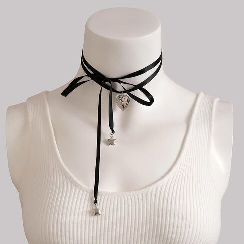 Pearl Ribbon Bow Choker Necklaces Y2k Coquette Pearl Necklace with Heart Bow Necklace for Women in Saudi Arabia