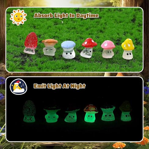 12Pcs Cute Mini Mushroom Car Rearview Mirror Ornaments Fun Dashboard Decorations, Kawaii Car Interior Accessories for Women Gifts, Colored in Saudi Arabia