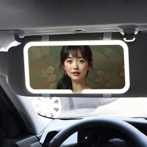 Car Accessories Vanity Mirror - Rechargeable Car Sun Visor Vanity LED with 3 Light Up Modes Dimmable Touch Screen Clip-on Rear View Sun-Shading Cosmetic Mirror for Women Girl in Saudi Arabia