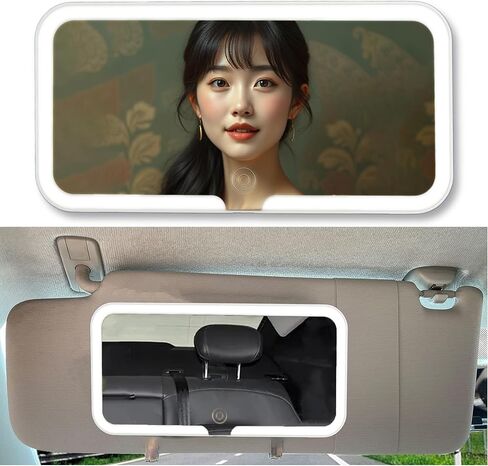 Car Accessories Vanity Mirror - Rechargeable Car Sun Visor Vanity LED with 3 Light Up Modes Dimmable Touch Screen Clip-on Rear View Sun-Shading Cosmetic Mirror for Women Girl in Saudi Arabia