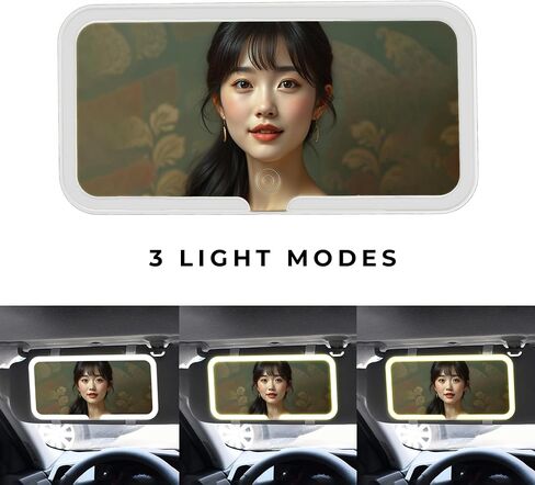 Car Accessories Vanity Mirror - Rechargeable Car Sun Visor Vanity LED with 3 Light Up Modes Dimmable Touch Screen Clip-on Rear View Sun-Shading Cosmetic Mirror for Women Girl in Saudi Arabia