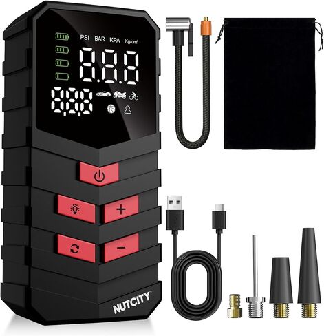 Tire Inflator, 16000mAH & 150PSI Tire Air Compressor, Equipped With a Pressure Gauge Pump For Inflatables, Pocket Compressor for Cars/Bikes in Saudi Arabia