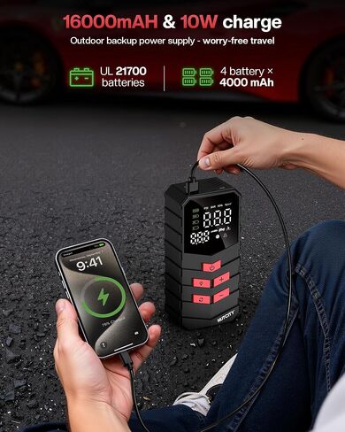 Tire Inflator, 16000mAH & 150PSI Tire Air Compressor, Equipped With a Pressure Gauge Pump For Inflatables, Pocket Compressor for Cars/Bikes in Saudi Arabia