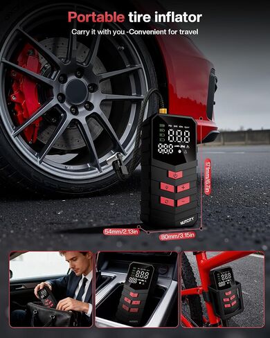Tire Inflator, 16000mAH & 150PSI Tire Air Compressor, Equipped With a Pressure Gauge Pump For Inflatables, Pocket Compressor for Cars/Bikes in Saudi Arabia