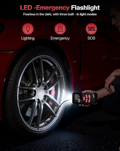 Tire Inflator, 16000mAH & 150PSI Tire Air Compressor, Equipped With a Pressure Gauge Pump For Inflatables, Pocket Compressor for Cars/Bikes in Saudi Arabia
