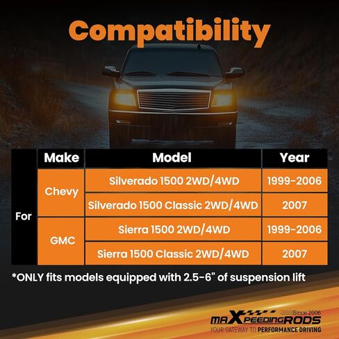 maXpeedingrods 2.5-6" Rear Lifted Shocks for Chevy Silverado/GMC Sierra 1500 Classic 1999-2007 2WD 4WD, G1 Upgraded Version in Saudi Arabia