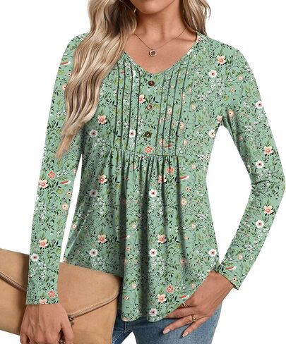 المرأة قمصان طويلة الأكمام خريف شتاء بلايز متأنق عادية تونك القمم العصرية تي شيرت وتتسابق S-3XL in Kuwait