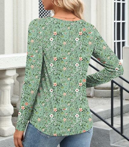 المرأة قمصان طويلة الأكمام خريف شتاء بلايز متأنق عادية تونك القمم العصرية تي شيرت وتتسابق S-3XL in Kuwait