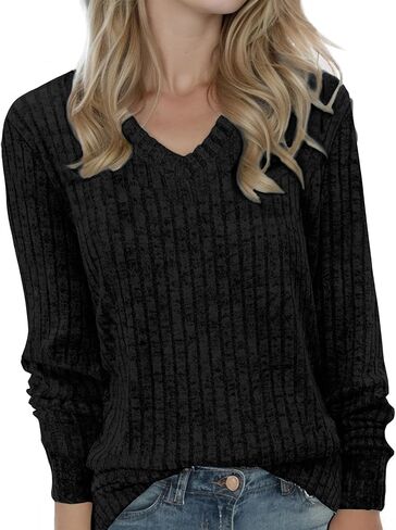 Buauty Womens Tunics Sweaters Tops V Neck Long Sleeve Fall Winter Spring Shirts, Lightweight Sweaters Dressy Casual Trendy in Saudi Arabia