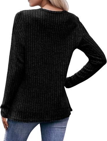 Buauty Womens Tunics Sweaters Tops V Neck Long Sleeve Fall Winter Spring Shirts, Lightweight Sweaters Dressy Casual Trendy in Saudi Arabia