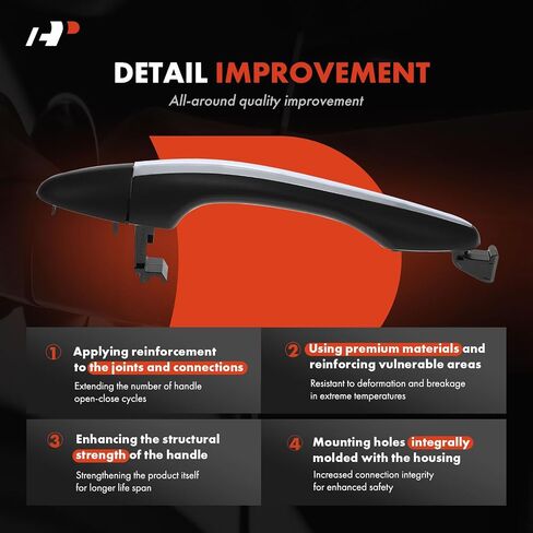A-Premium Rear Driver or Passenger Side Exterior Door Handle Compatible with Kia Optima 2011-2016, Without Smart Key Entry System, Primed Black with Chrome Insert, Replace# 82651-2T010, 83652-2T000 in Saudi Arabia