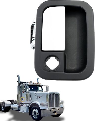 Driver Door Handle, Compatible with 2005-2020 Kenworth, 2001-2025 Peterbilt, Chrome Exterior Front Left Driver side Door Handle w/ Key Hole, Replace# 760-5403, R56-1025L, 42766, Outside Hanlde Part in Saudi Arabia