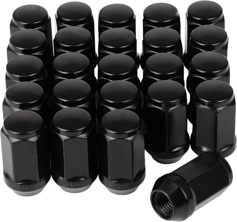 ECCPP 24PCS Lug Nuts M14x1.5 Black Closesd End Lug Nuts Set 1.8" Length 7/8" Hex Bulge Acorn Aftermarket Wheel Tire Nuts Fit for Chevrolet for Avalanche for Blazer for Silverado 1500 for Express 1500 in Saudi Arabia