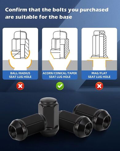 ECCPP 24PCS Lug Nuts M14x1.5 Black Closesd End Lug Nuts Set 1.8" Length 7/8" Hex Bulge Acorn Aftermarket Wheel Tire Nuts Fit for Chevrolet for Avalanche for Blazer for Silverado 1500 for Express 1500 in Saudi Arabia