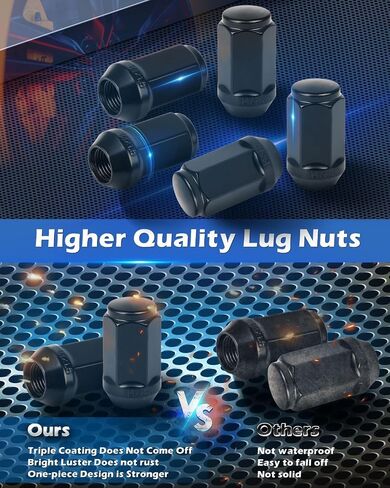 ECCPP 24PCS Lug Nuts M14x1.5 Black Closesd End Lug Nuts Set 1.8" Length 7/8" Hex Bulge Acorn Aftermarket Wheel Tire Nuts Fit for Chevrolet for Avalanche for Blazer for Silverado 1500 for Express 1500 in Saudi Arabia