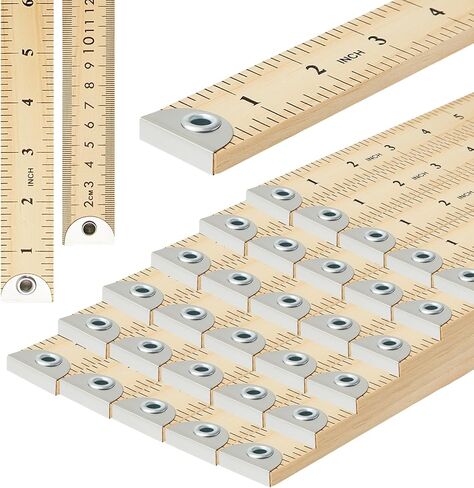Hoteam 10 Pcs 36 Inches Natural Wood Yard Stick Ruler Wooden Yardstick with Hang Hole Metal Tips Yardstick Ruler Metal Ends Meter Stick Clothing Measuring School Classroom Home Office in Kuwait