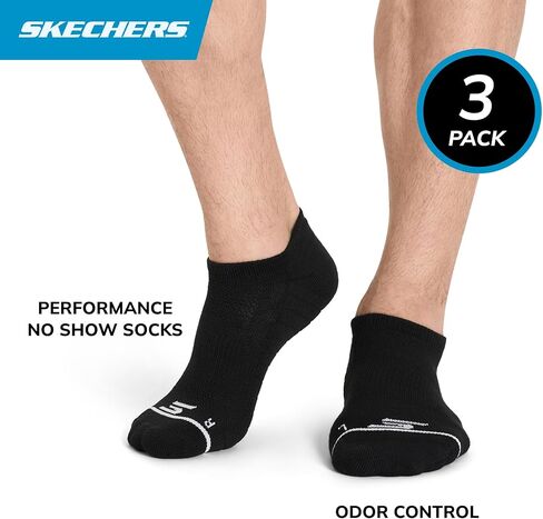 Skechers Men's 3-pack Performance Pickleball No Show Socks, Odor Control & Mesh Ventilation in Saudi Arabia