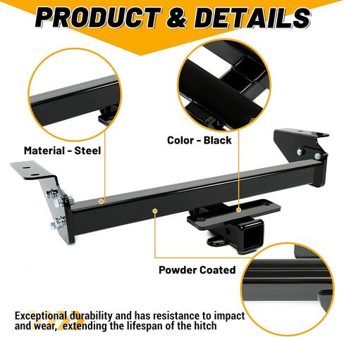 Kojem Class 4 Trailer Hitch Compatible with 2016-2023 Toyota Tacoma 2" Receiver Tow Hitch Powder Coated in Saudi Arabia