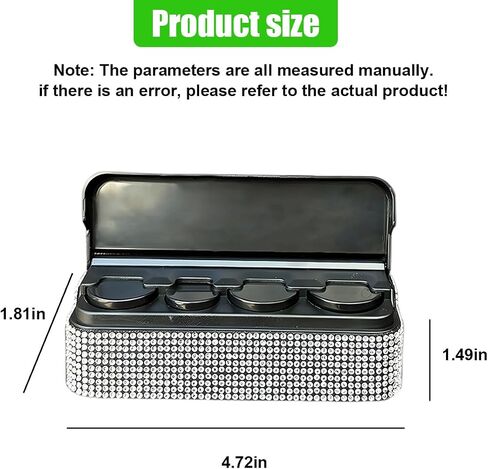 Bling Coin Holder for Car, Portable Crystal Rhinestone Automotive Coin Change Organizer with 4 Compartments, Universal Sparkling Cars Storage Box Money Dispenser for Vehicles (White) in Saudi Arabia