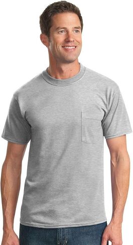 Jerzees Men's Heavyweight Crewneck Chest Pocket T-Shirt in Saudi Arabia