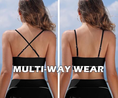 Womens Tummy Control Bikini Sets Scoop Neck Bathing Suit High Waisted Swim Skirt in Saudi Arabia
