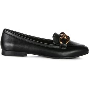 Chunky Metal Chain Faux Leather Loafers in Saudi Arabia