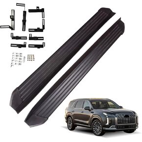 لوحات الجري والخطوات لسيارة Hyundai Palisade 2020-2025 خطوات جانبية من الألومنيوم مع دعامة، قطعتان من لوحة الجري السوداء من الجانب الأيمن والأيسر قضبان Nerf لسيارة Hyundai Palisade 2020 2021 2022 2023 2024 2025 in Kuwait
