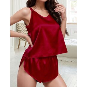 Pajama Set for Women Satin Sleepwear Sexy Backless Cami Top and Shorts Lingerie Pjs Sets for Women Nightwear in Kuwait