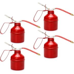 علبة زيت QWORK، 4 قطع 12 أونصة (400 مل) علبة زيت مضخة معدنية، علبة زيت من نوع مسدس فولاذي، أحمر in Kuwait