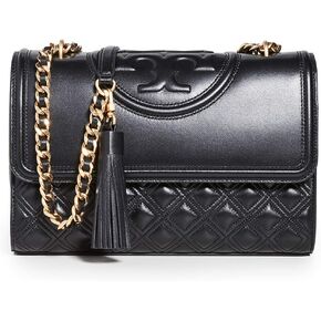 Tory Burch 76997 Fleming Black With Silver Hardware Leather Women's Convertible Shoulder Bag in Kuwait