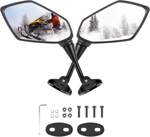 KEMIMOTO Snowmobile Side Mirrors Hood Mounted Rear View Mirror Clear Snowmobile Rearview Mirrors Compatible with Polaris Ski-Doo Arctic Cat Accessories in Saudi Arabia