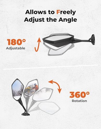 KEMIMOTO Snowmobile Side Mirrors Hood Mounted Rear View Mirror Clear Snowmobile Rearview Mirrors Compatible with Polaris Ski-Doo Arctic Cat Accessories in Saudi Arabia