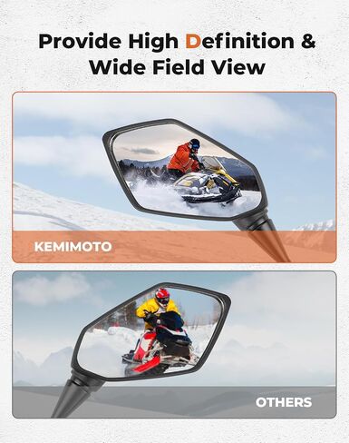 KEMIMOTO Snowmobile Side Mirrors Hood Mounted Rear View Mirror Clear Snowmobile Rearview Mirrors Compatible with Polaris Ski-Doo Arctic Cat Accessories in Saudi Arabia