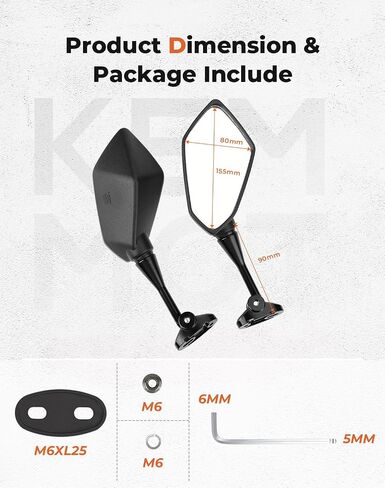 KEMIMOTO Snowmobile Side Mirrors Hood Mounted Rear View Mirror Clear Snowmobile Rearview Mirrors Compatible with Polaris Ski-Doo Arctic Cat Accessories in Saudi Arabia