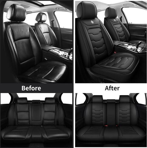مناسب لأغطية مقاعد السيارة Toyota Yaris، لسيارة Yaris 2007-2020، أغطية مقاعد سوداء، مجموعة كاملة من 5 مقاعد، جلد مقاوم للماء، ترقية وحماية الجزء الداخلي للسيارة، غير قابل للانزلاق، متوافق مع الوسائد الهوائية in Kuwait