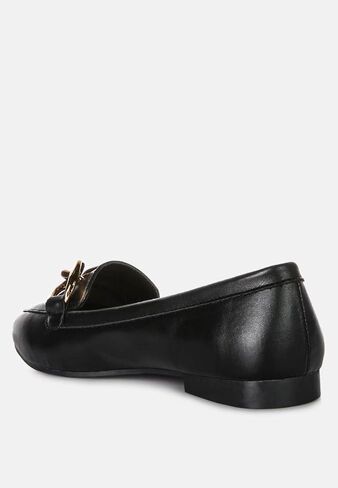Chunky Metal Chain Faux Leather Loafers in Saudi Arabia