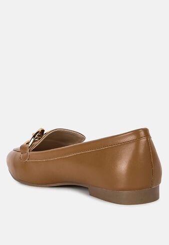 Chunky Metal Chain Faux Leather Loafers in Saudi Arabia
