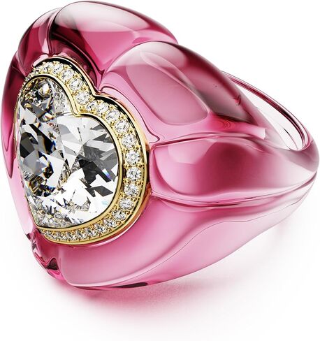 Swarovski Dulcis cocktail ring, Heart cut, Pavé, Heart, Pink, Size 5 3/4 in Saudi Arabia