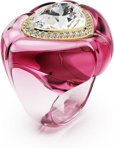 Swarovski Dulcis cocktail ring, Heart cut, Pavé, Heart, Pink, Size 5 3/4 in Saudi Arabia
